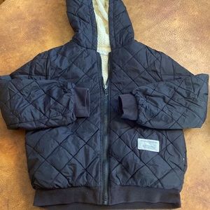 Black Bomber Jacket with Faux Sherpa Lining hooded Girls Size 9